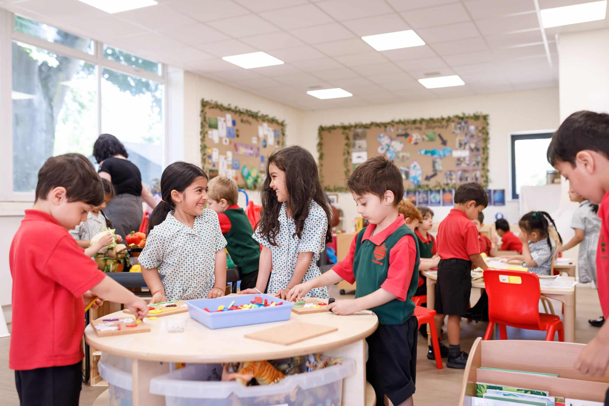 Foundation pupils enjoying new classroom