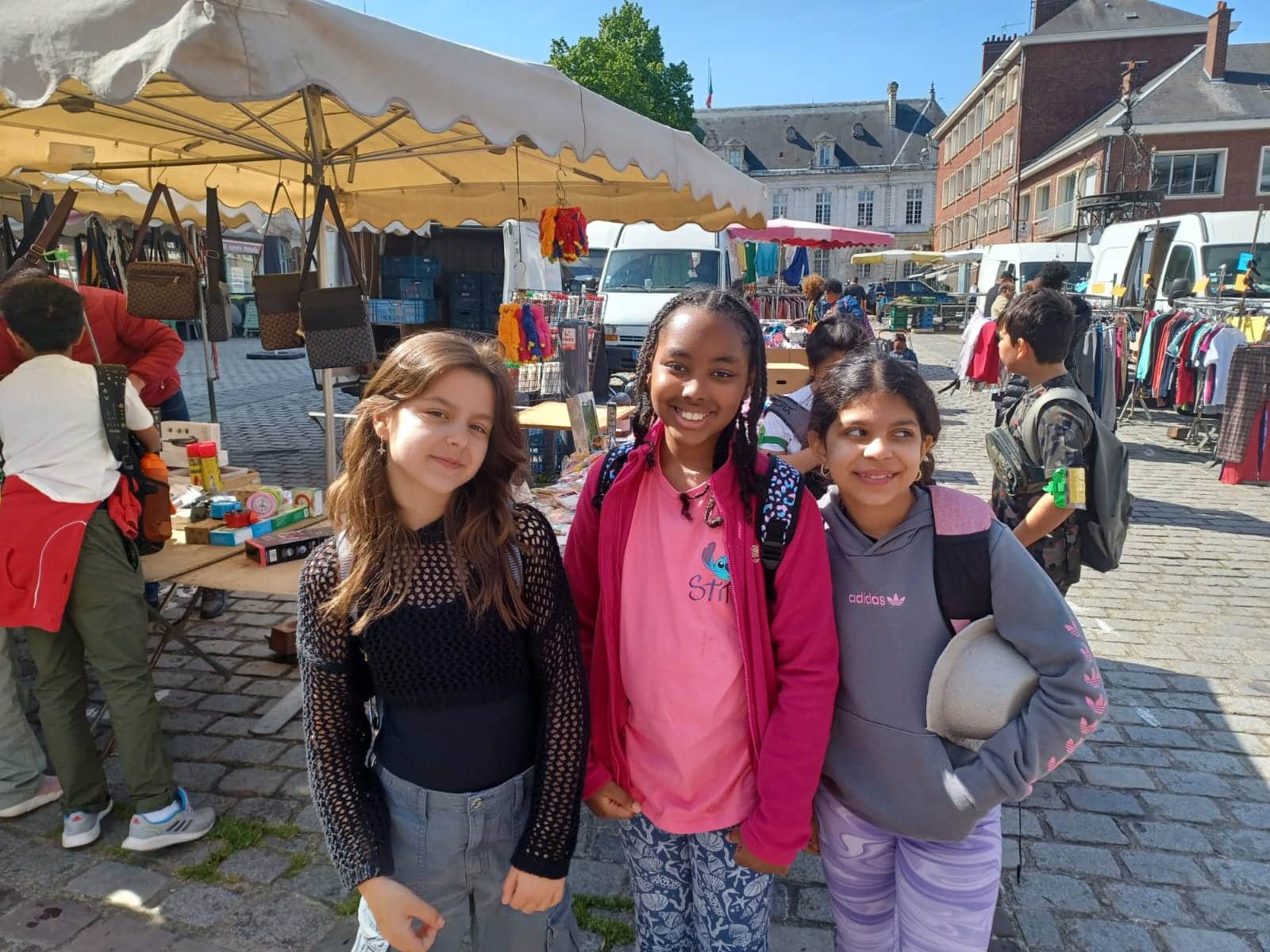 Year 6 girls enjoying the market in France