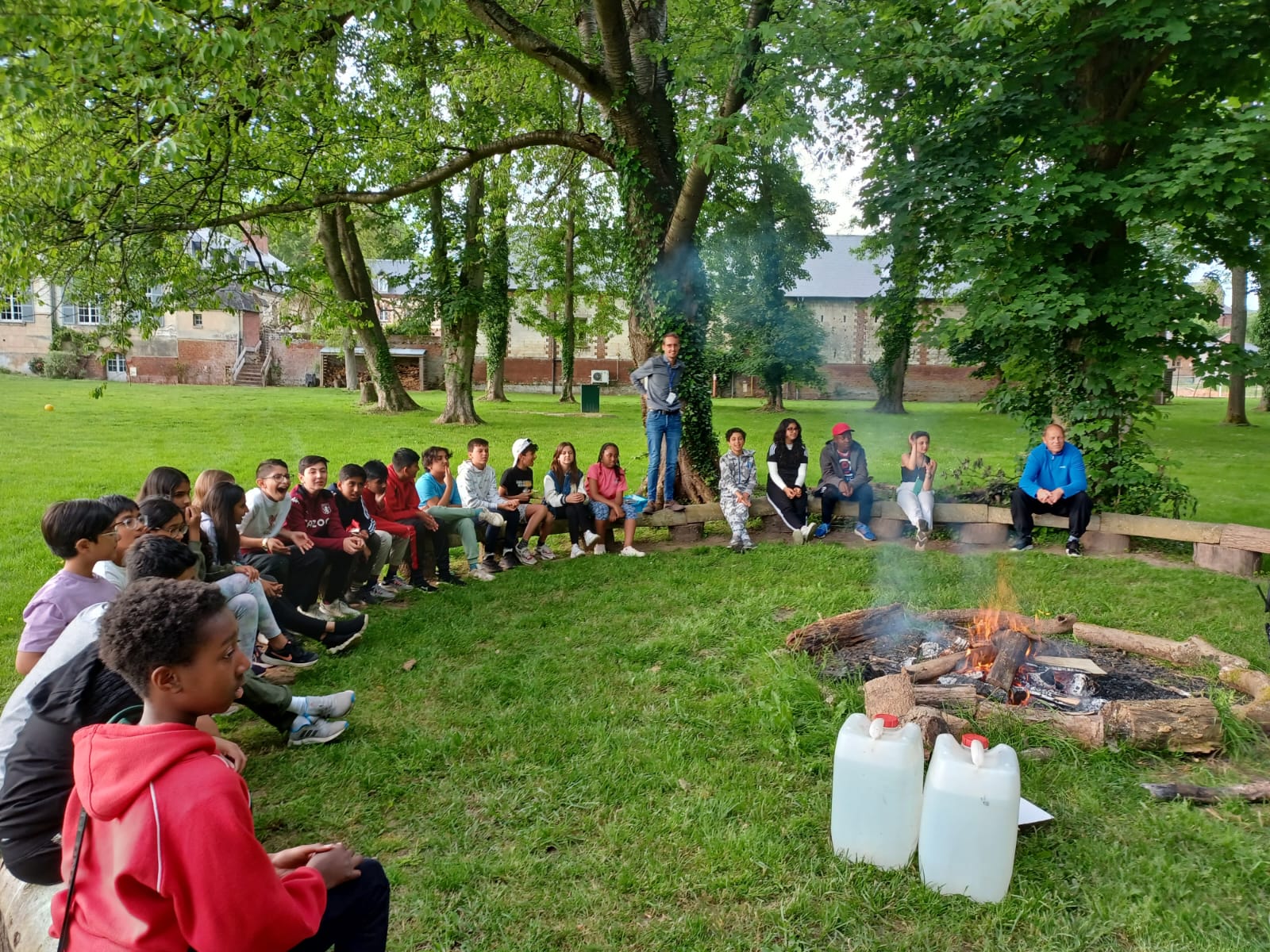 Enjoying the campfire in France