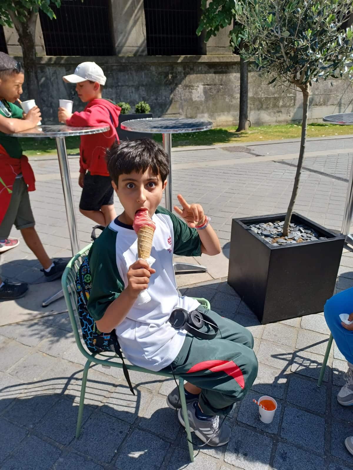 Enjoying ice cream in Paris, France