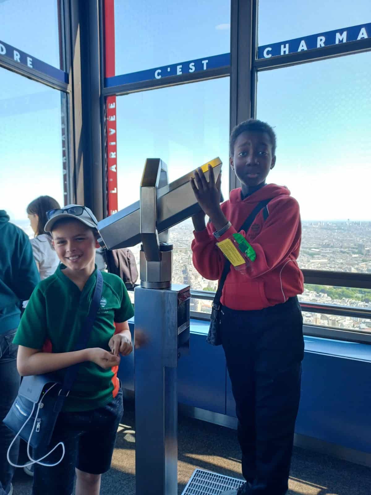 Year 6 boys in viewing tower