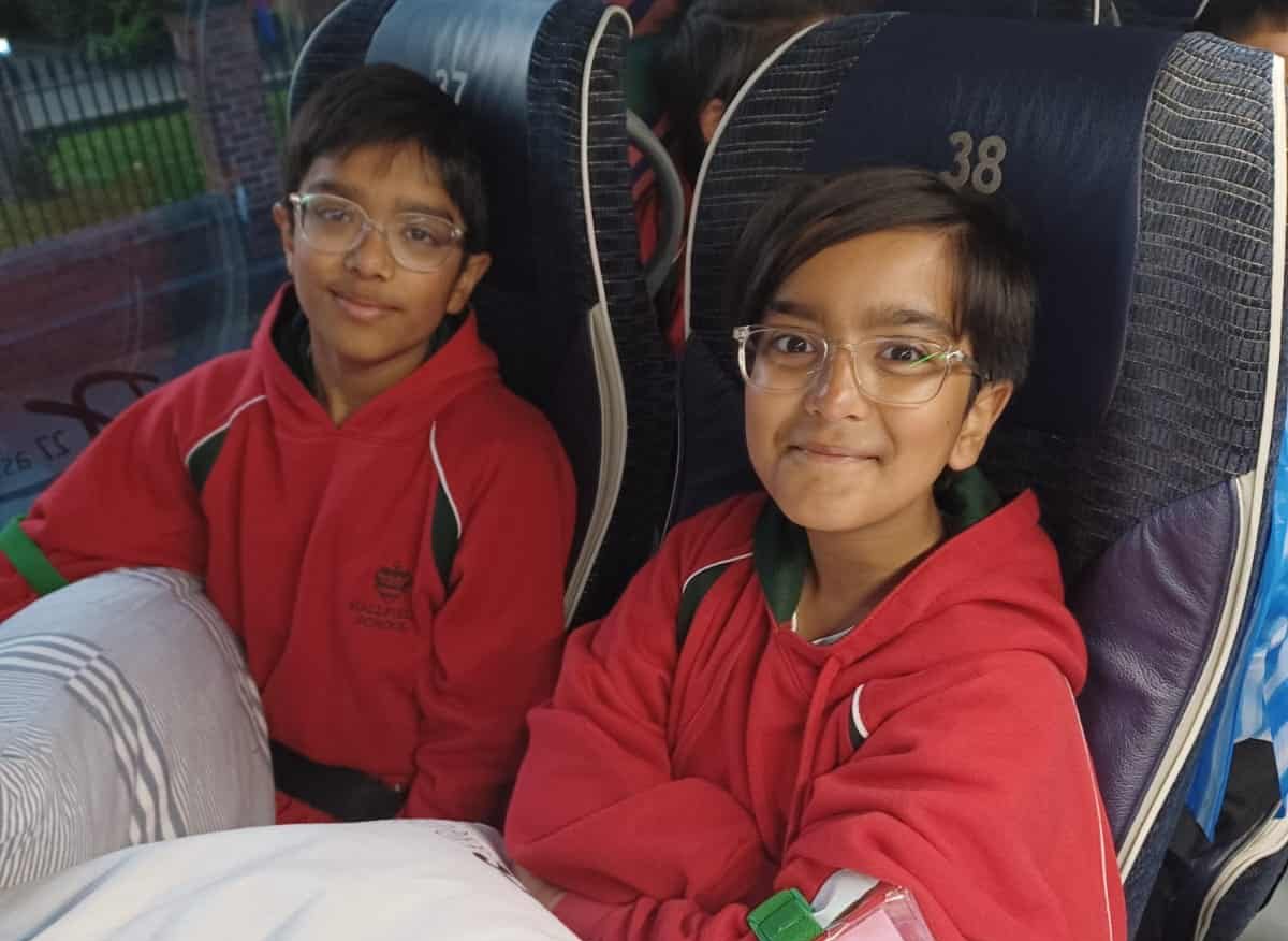 Year 6 boys on coach