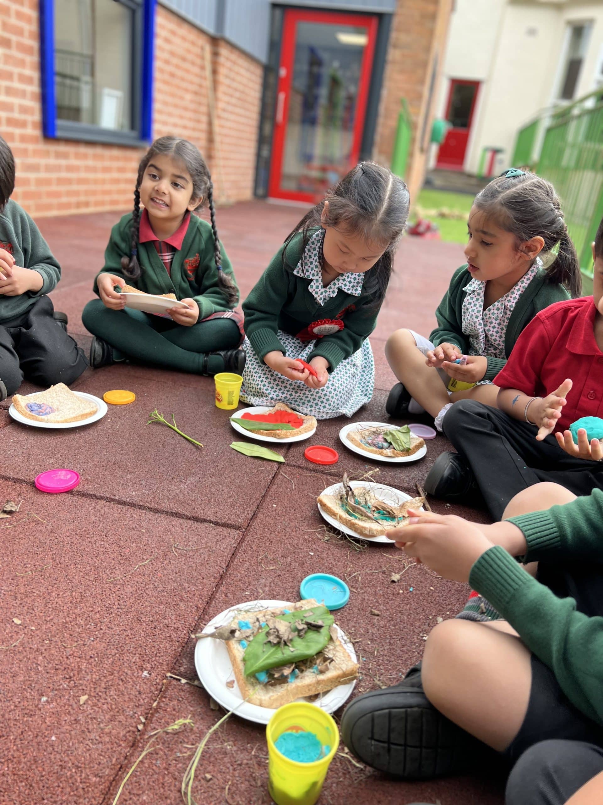 Foundation pupils with disgusting sandwiches