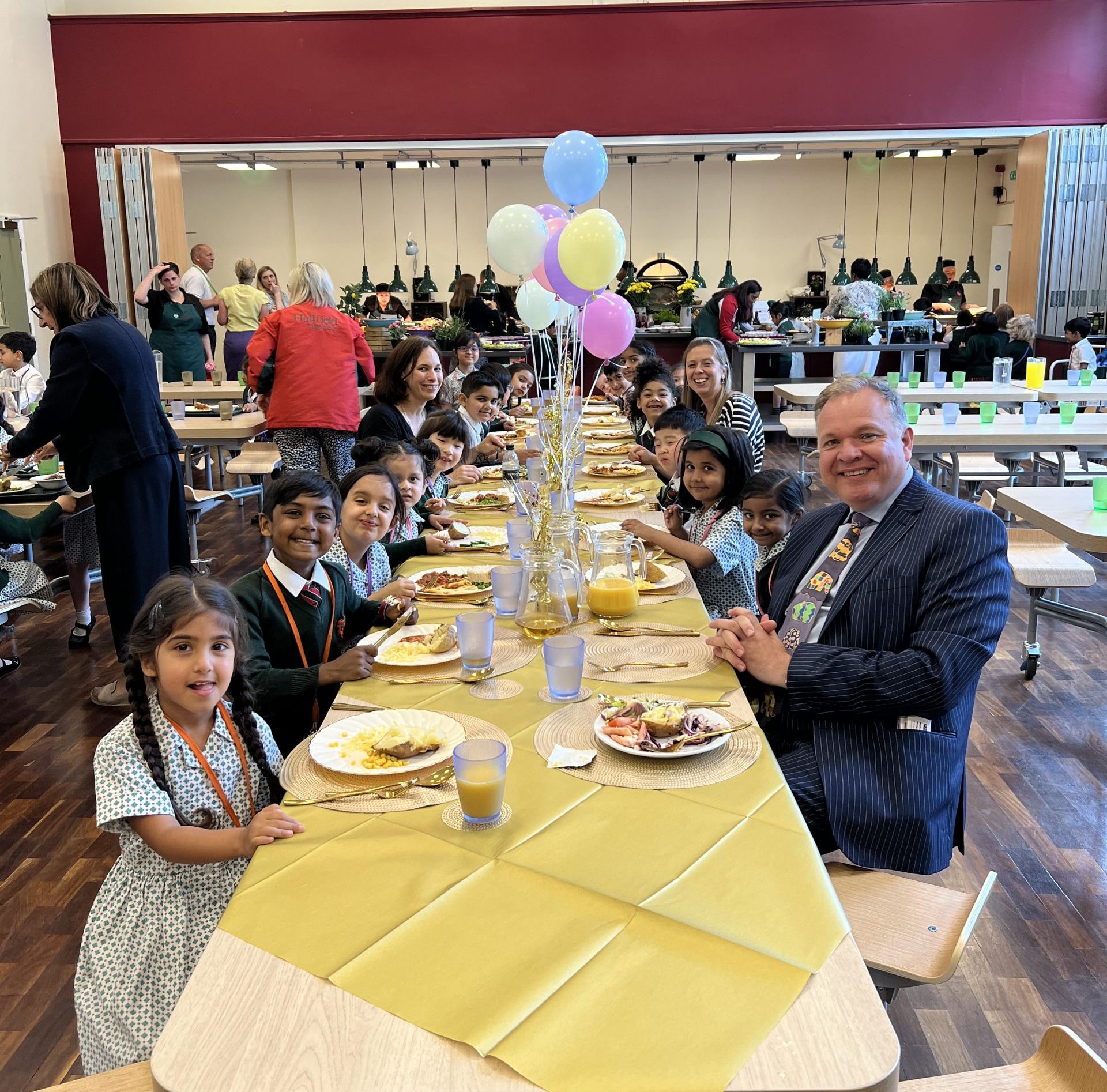 Hannah Shaw and Mr Morrow with pupils